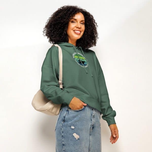 Women’s organic mid-weight hoodie | White Font | Iceland