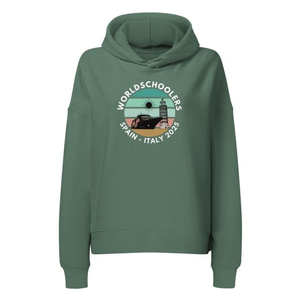 Women’s organic mid-weight hoodie | White Font | Spain - Italy 2025