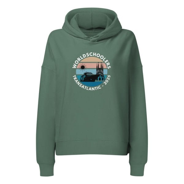 Women’s organic mid-weight hoodie | White Font | Transatlantic 2025