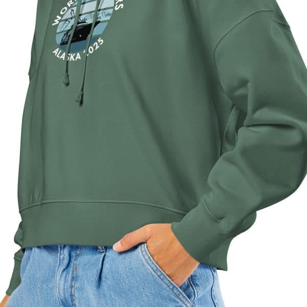 Women’s organic mid-weight hoodie | White Font | Alaska