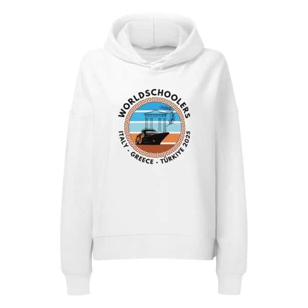 Women’s organic mid-weight hoodie | Black Font | Italy - Greece - Türkiye 2025