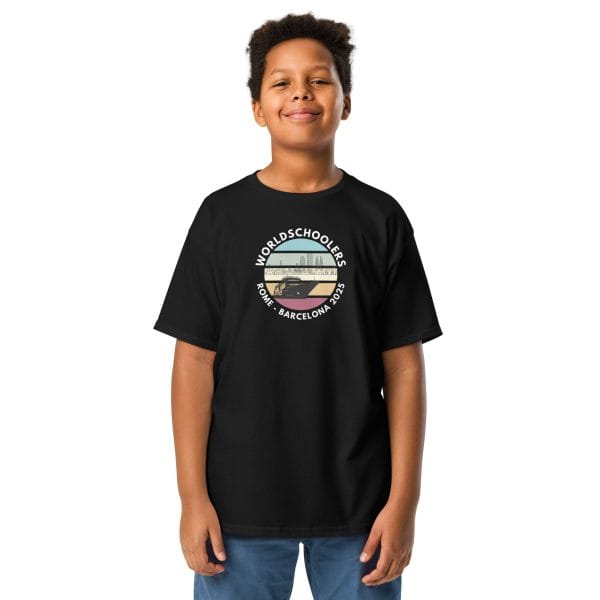 Youth classic tee | White Font | Rome - Barcelona 2025