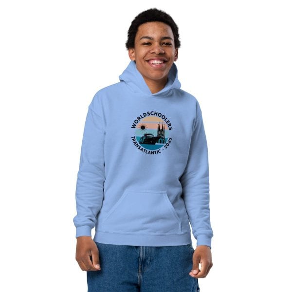 Youth heavy blend hoodie | Black Font | Transatlantic 2025