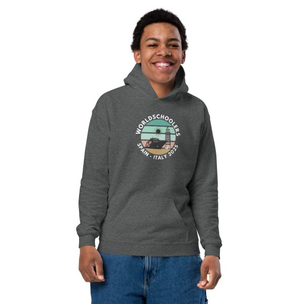 Youth heavy blend hoodie | White Font | Spain - Italy 2025