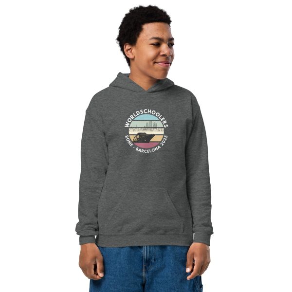 Youth heavy blend hoodie | White Font | Rome - Barcelona 2025