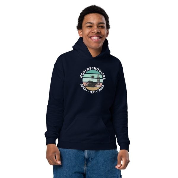 Youth heavy blend hoodie | White Font | Spain - Italy 2025