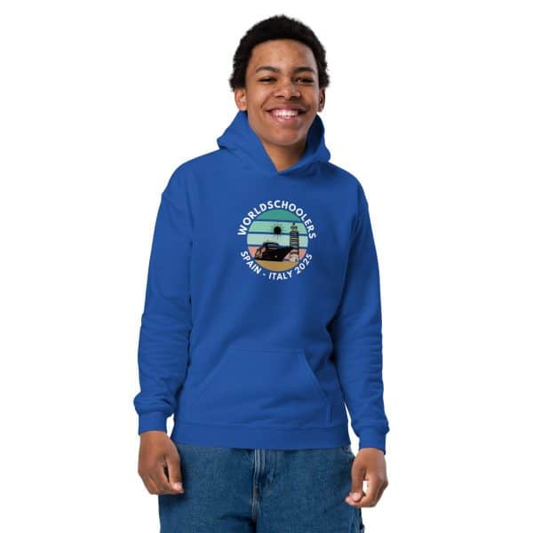 Youth heavy blend hoodie | White Font | Spain - Italy 2025