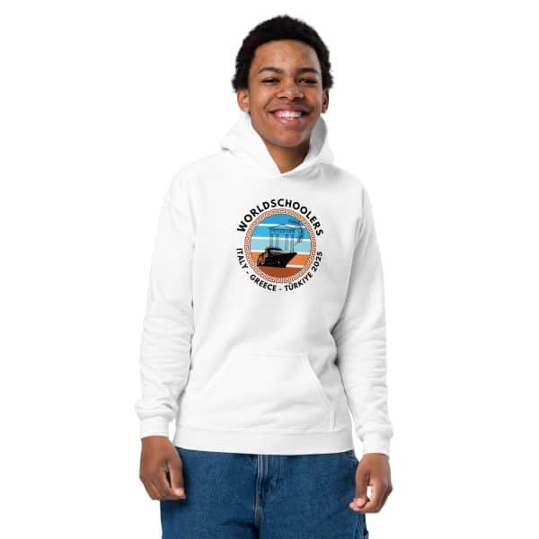 Youth heavy blend hoodie | Black Font | Italy - Greece - Türkiye 2025