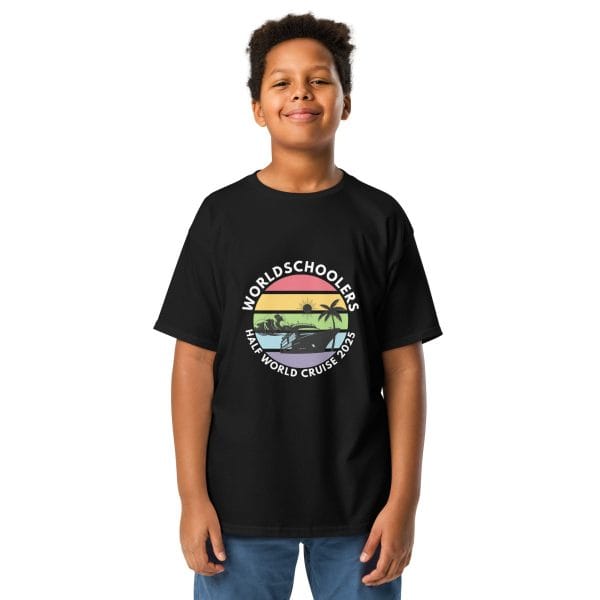 Half World Cruise 2025 | White Font | Youth Classic Tee