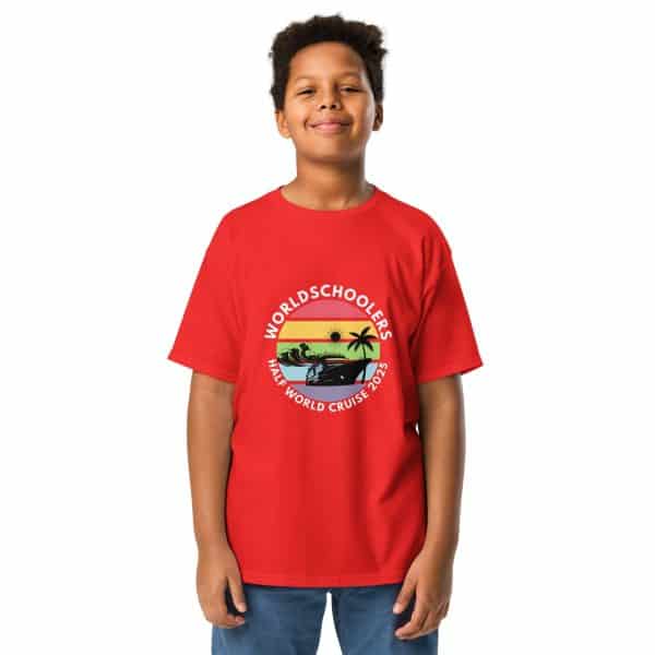 Half World Cruise 2025 | White Font | Youth Classic Tee